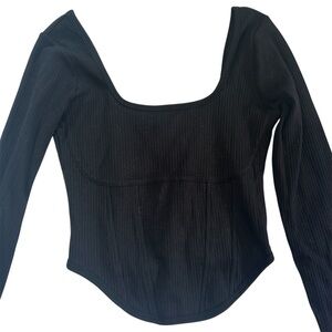 PINK VS Victoria’s Secret Black Long Sleeve Cotton Corset Top S